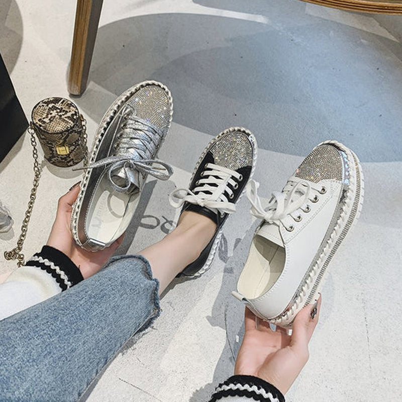 DIAMOND SILVER LEATHER SNEAKERS