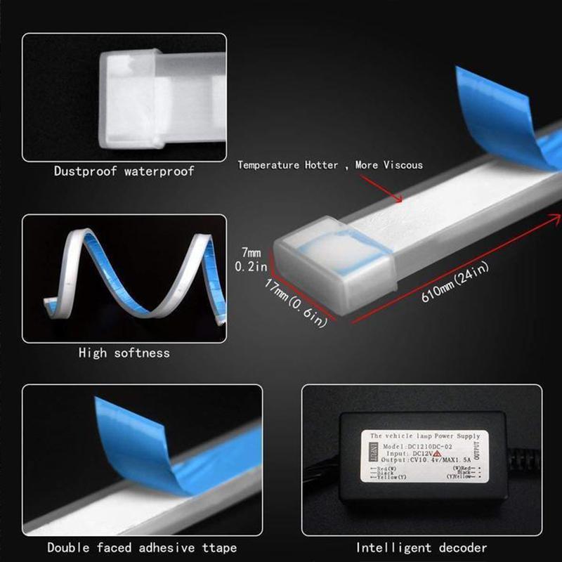 Flexible DRL LED Night & Daytime Running Light Strip (No Disassembling Needed)