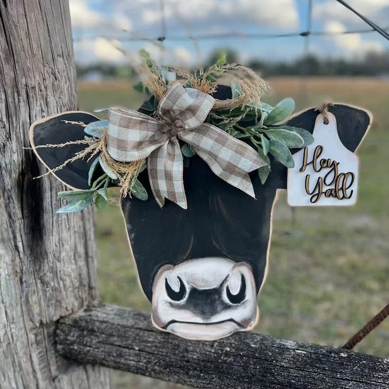 Farmhouse Cow Head Welcome Wreath