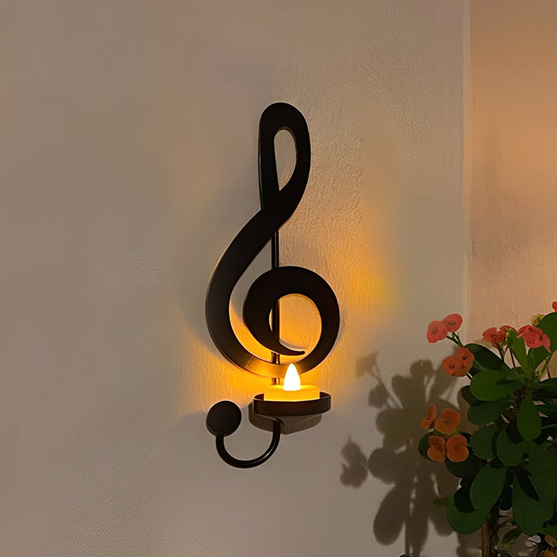 Black Music Note Wall Sconce