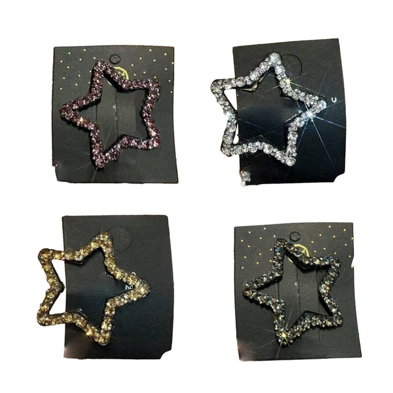 Rhinestone Bling Snap Hair Clip Barrettes (4 PCS)