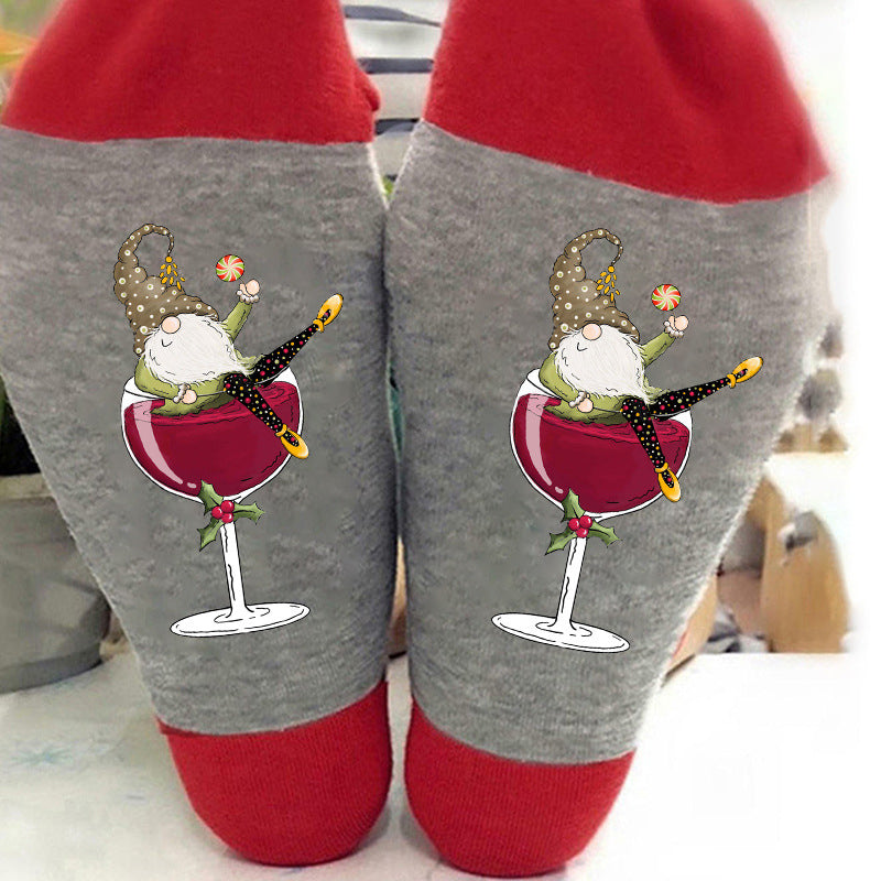 Gnome Wine Glass Unisex Crew Socks