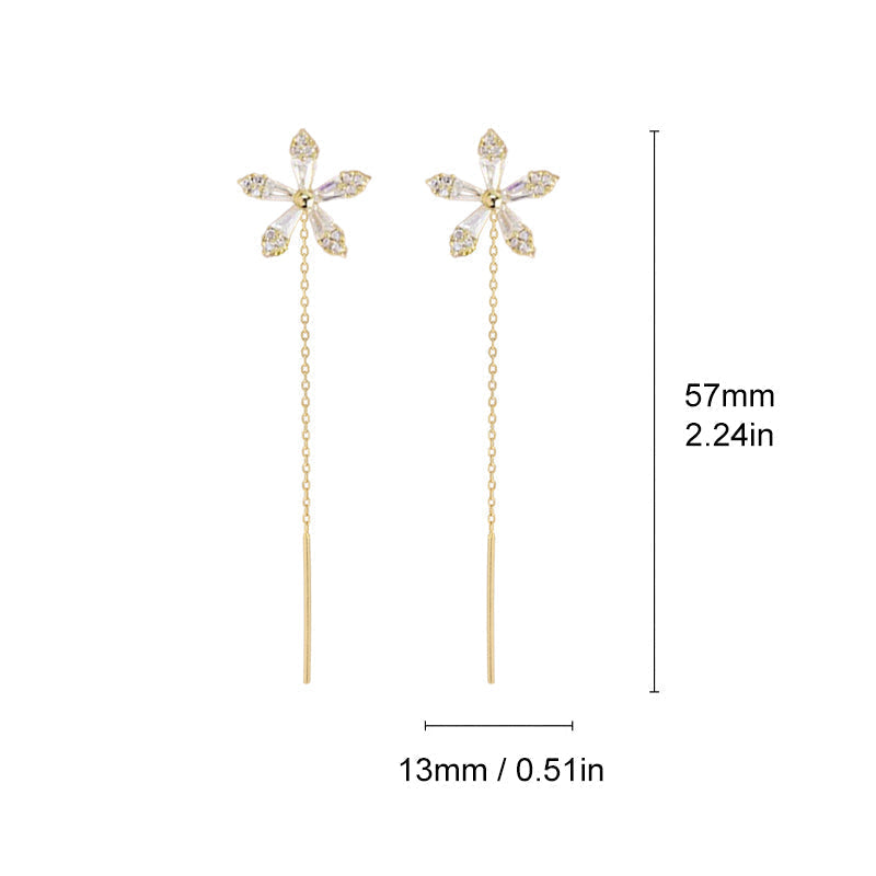 Shiny Fringe Flower Earrings