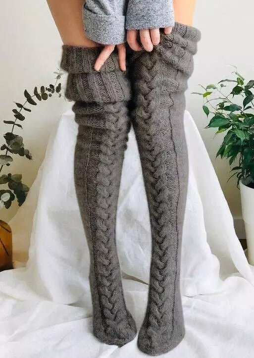 Winter Soft Warm Over Knee Extra Long Knitted Socks