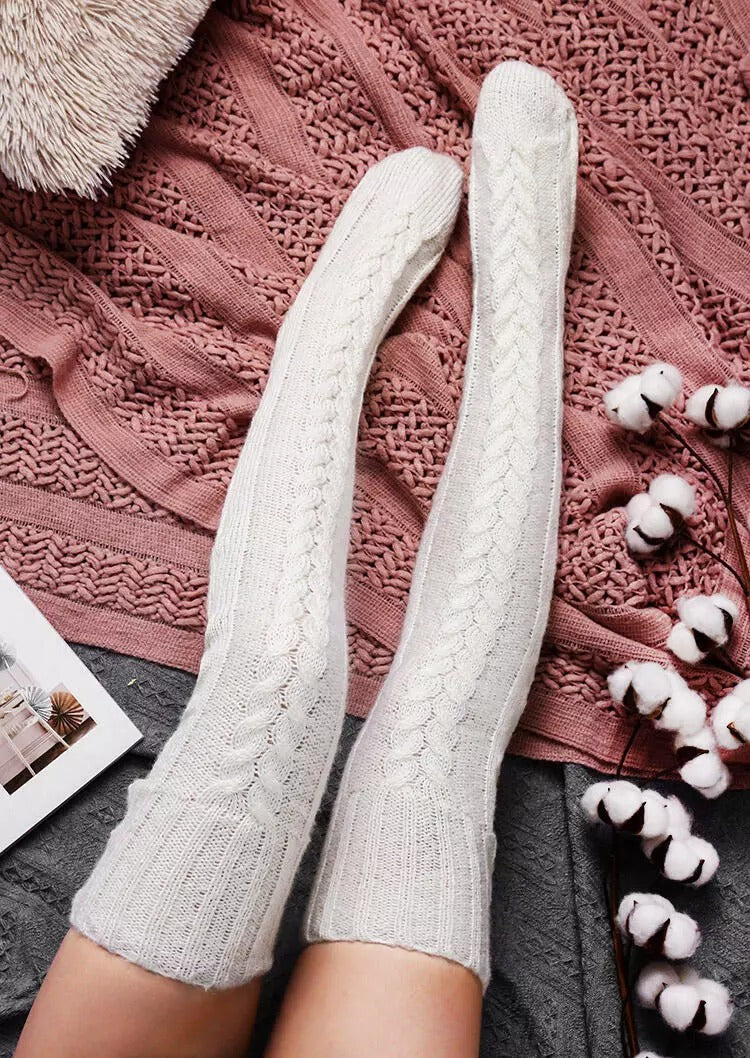 Winter Soft Warm Over Knee Extra Long Knitted Socks