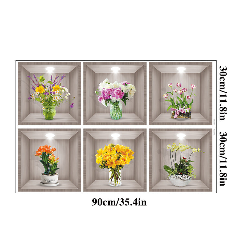 3D Flowers Vase Wall Sticker