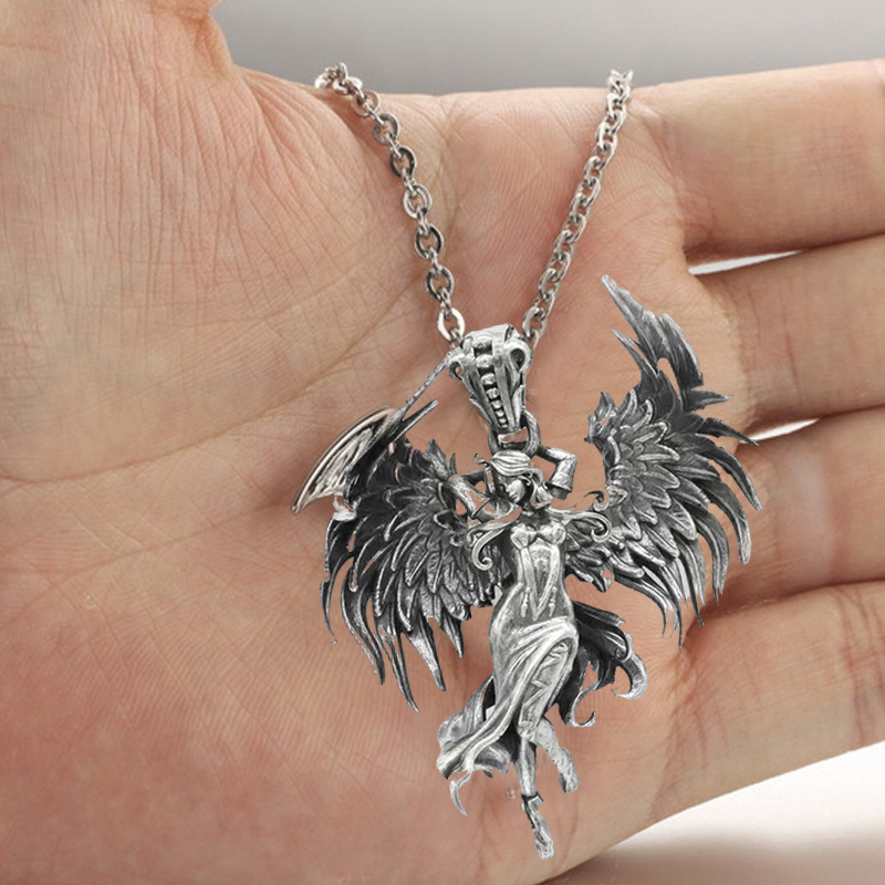 Sterling Silver Guardian Angel Pendant Necklace