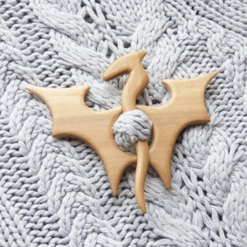 Brooch Pin with Wooden Animal Pattern